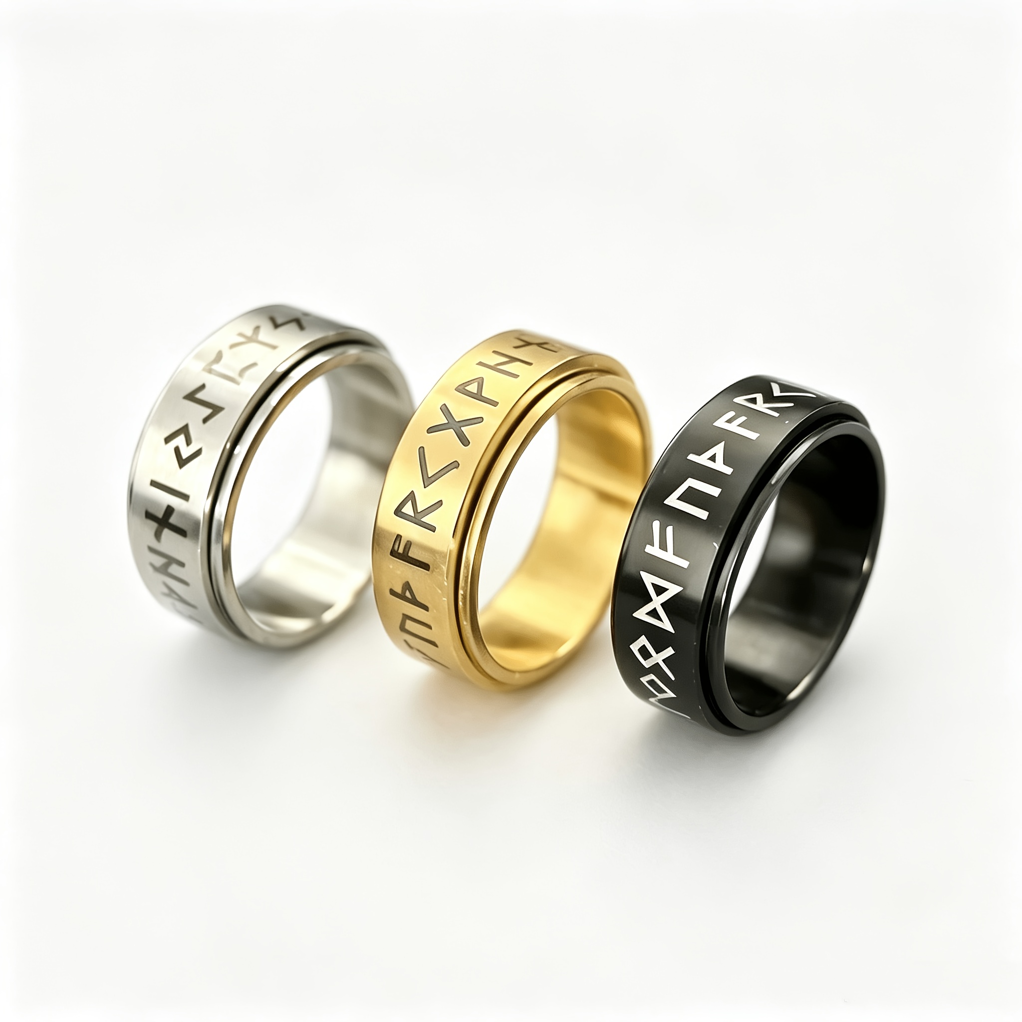 Men's Viking Rune Symbol Stainless Steel Rotatable Ring